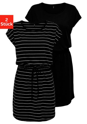 ONLY Shirtkleid ONLMAY LIFE S/S DRESS 2 PACK CS JRS (2er-Pack) flexibel taillierbar für individuelle Passform mehr