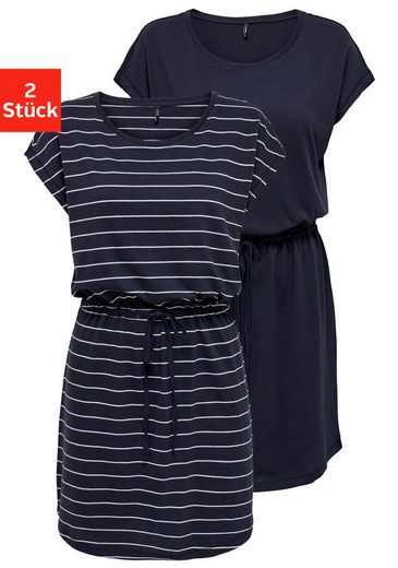 ONLY Shirtkleid ONLMAY LIFE S/S DRESS 2 PACK CS JRS (2er-Pack) flexibel taillierbar für individuelle Passform mehr Top Angebot