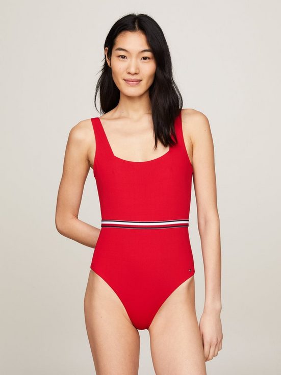 TOMMY HILFIGER SWIMWEAR Badeanzug SQUARE NECK ONE PIECE mit Logo-Stretchband mehr