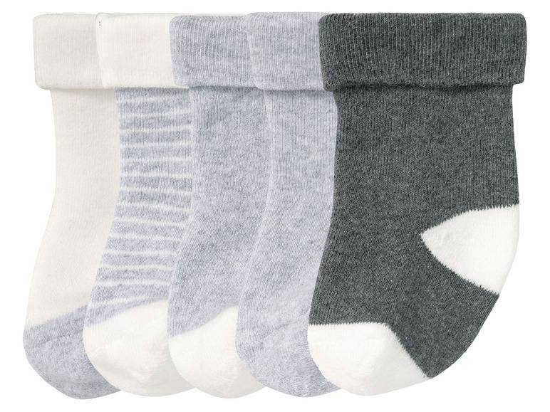 lupilu® Baby Thermo-Socken, 5 Paar, mit hohem Baumwollanteil, weiß/grau