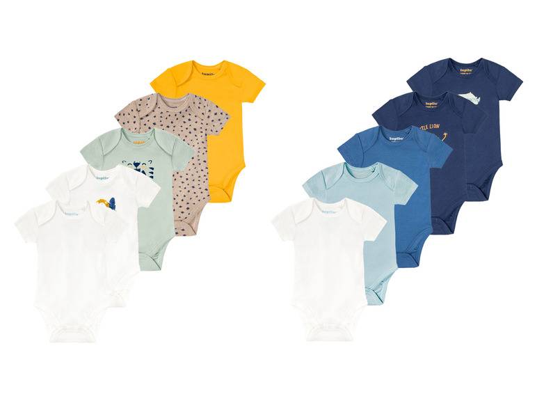 lupilu® Baby Body, 5er Set, kurzarm, reine Bio-Baumwolle