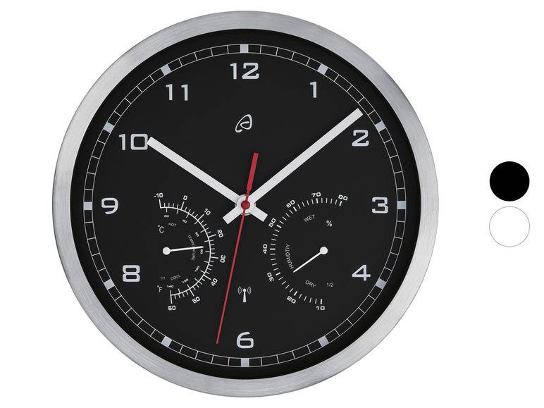 AURIOL® Funkwanduhr, mit Thermometer und Hygrometer