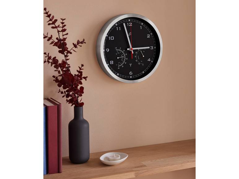 AURIOL® Funkwanduhr, mit Thermometer und Hygrometer Schlussverkauf