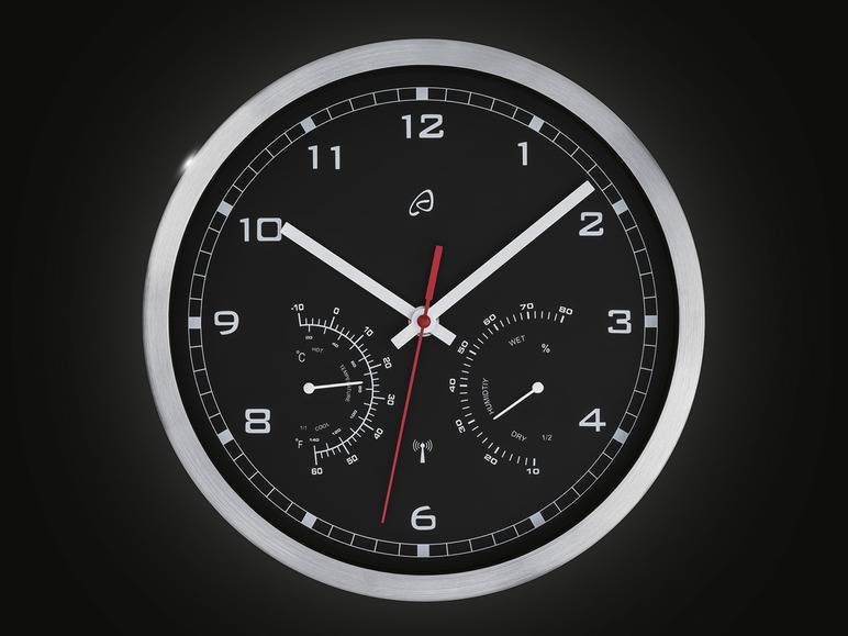 AURIOL® Funkwanduhr, mit Thermometer und Hygrometer Schlussverkauf
