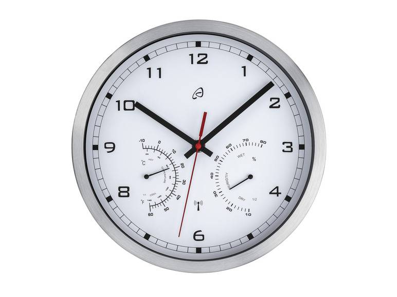 AURIOL® Funkwanduhr, mit Thermometer und Hygrometer Schlussverkauf