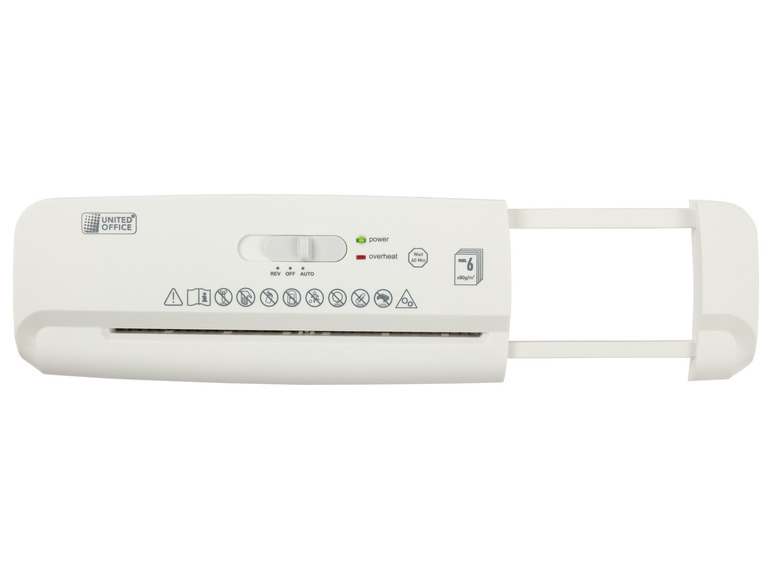 UNITED OFFICE® Aktenvernichter-Papierkorbaufsatz, 6 Blatt A4, mit ausziehbarem Teleskoparm Günstiger Verkauf