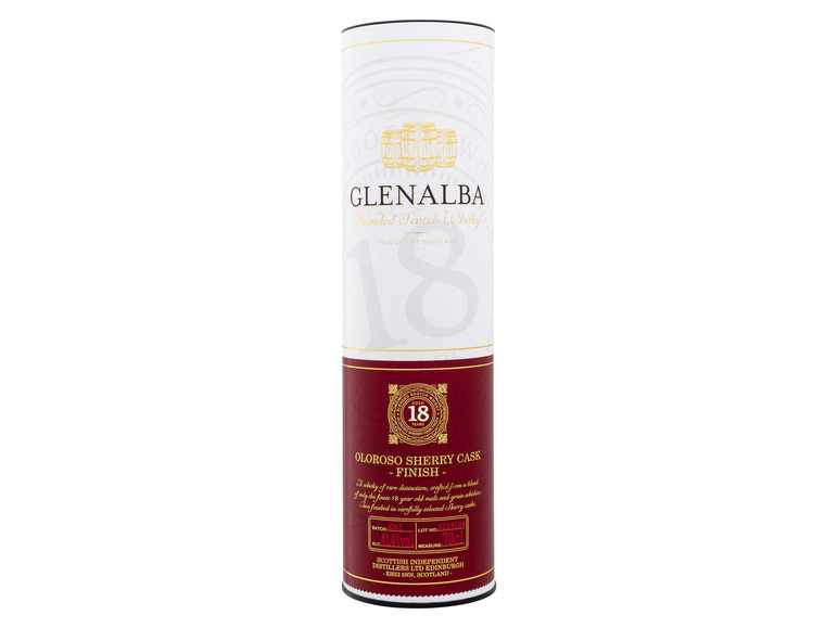 Glenalba Blended Scotch Whisky 18 Jahre Sherry Cask Finish mit Geschenkbox 41,4% Vol Blitzverkäufe