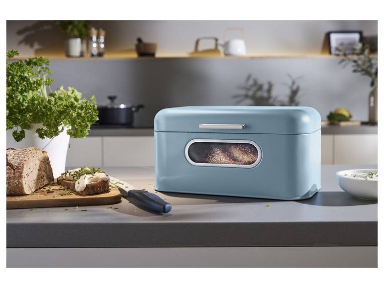 ERNESTO® Brotkasten, mit Sichtfenster, aus Metall Kostenloser Versand international