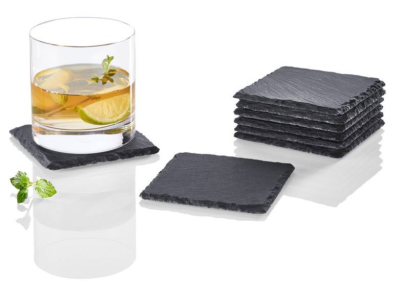 LIVARNO home Schiefer-Servierplatten / Schiefer-Untersetzer, mit Antirutsch-Füßen Begrenzte Freigabe