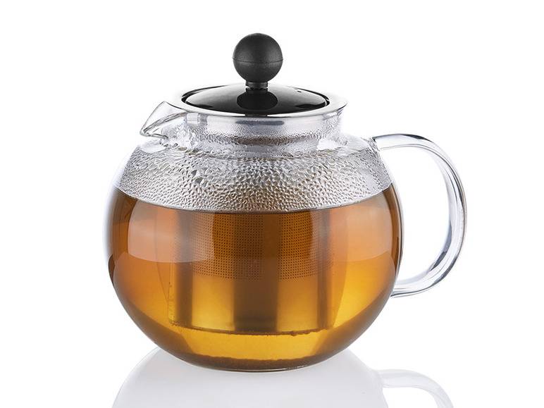 ERNESTO® Glas-Teekanne /-Kaffeebereiter, besonders leicht Auslauf