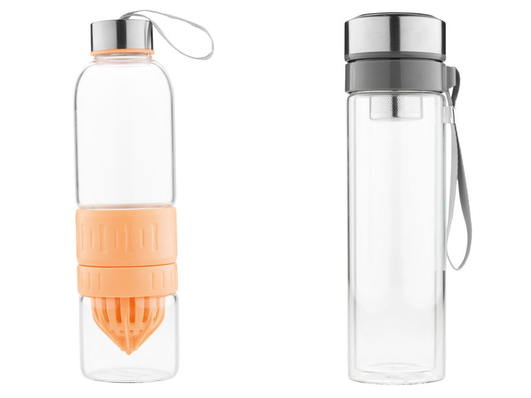 ERNESTO® Trinkflasche mit Zitruspresse/ Trinkflasche mit Infuser Auslauf