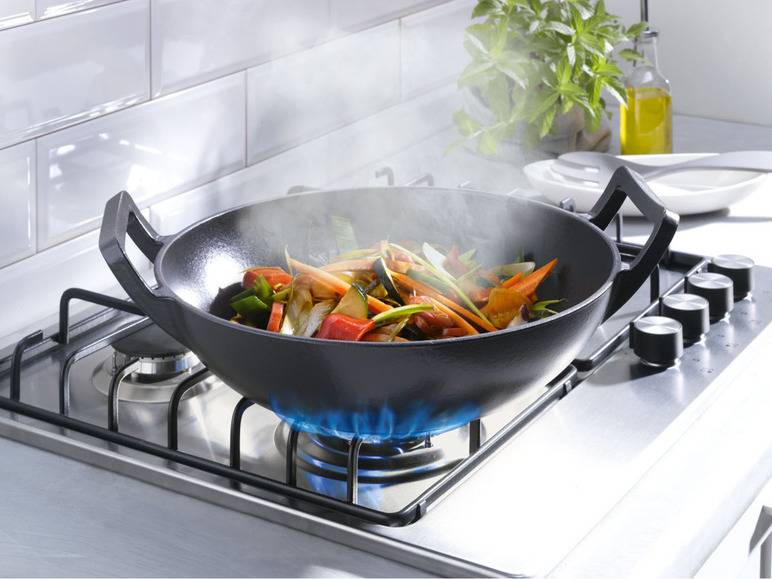 GRILLMEISTER Gusseisen mit Wok und Bratpfanne Kostenloser Versand
