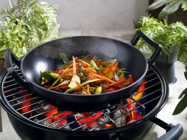 GRILLMEISTER Gusseisen mit Wok und Bratpfanne Kostenloser Versand