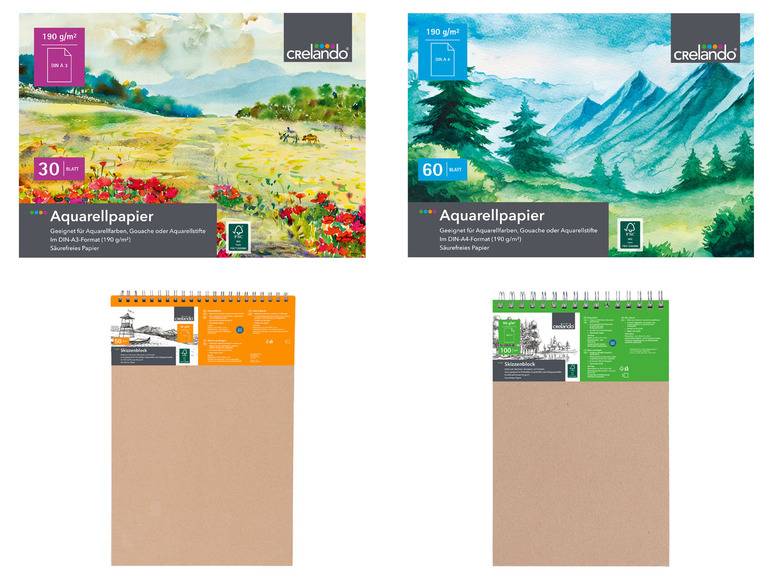 crelando® Zeichenblock, DIN A3/A4, säurefrei