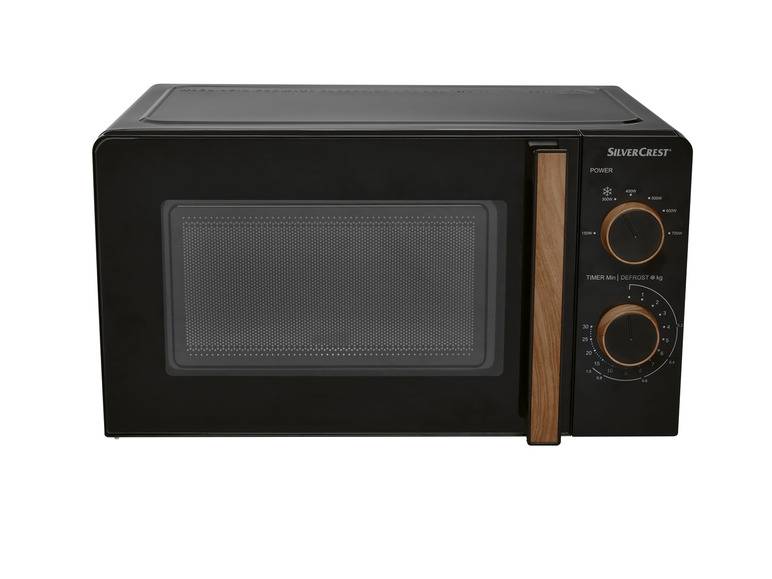 SILVERCREST® KITCHEN TOOLS Mikrowelle SMWH 700 B2, schwarz, Holzdesign Lagerräumung