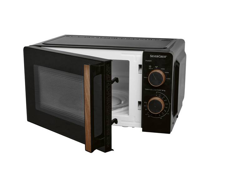 SILVERCREST® KITCHEN TOOLS Mikrowelle SMWH 700 B2, schwarz, Holzdesign Lagerräumung