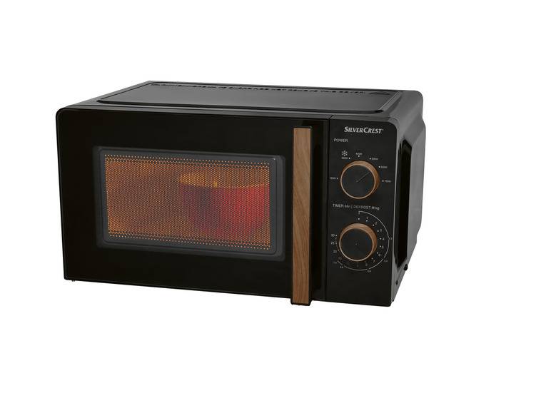 SILVERCREST® KITCHEN TOOLS Mikrowelle SMWH 700 B2, schwarz, Holzdesign Lagerräumung
