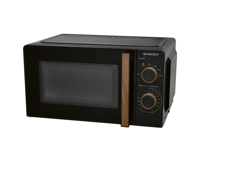 SILVERCREST® KITCHEN TOOLS Mikrowelle SMWH 700 B2, schwarz, Holzdesign Lagerräumung