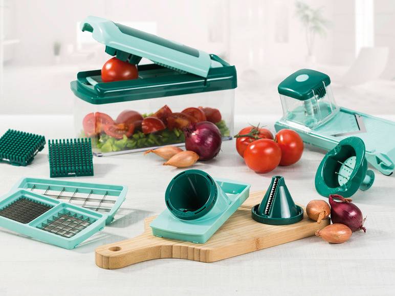 Genius Nicer Dicer »Fusion Smart«, 16-teilig, 1,25 l Auffangbehälter, Klingen aus Edelstahl Neueste Mode