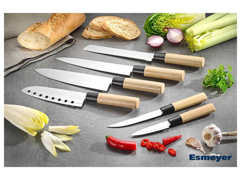 Esmeyer Asia Messerset 6-teilig aus Edelstahl/Holzgriff Jubiläumsangebot