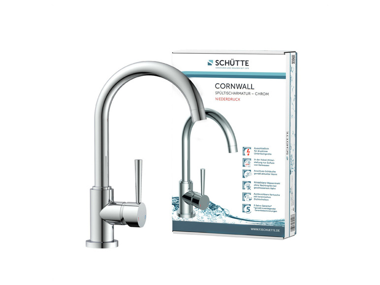 Schütte Küchenarmatur »CORNWALL«, Niederdruck Armatur Küche, 360° Wasserhahn Küche Top Angebot