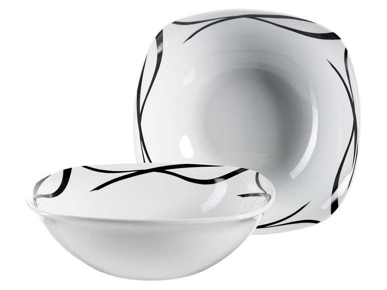 MÄSER Serie Oslo, Obstschale oder Salatschüssel 2er-Set, klassisch, zeitlos, elegant, Porzellan, schwarz-weiß Bis zu 60% Rabatt