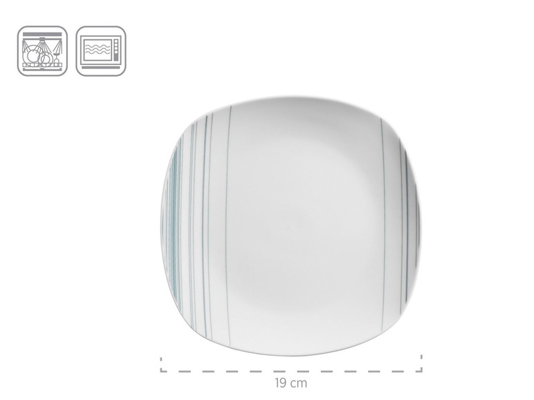 MÄSER Serie Enni, Kombiservice 30 teilig, weißes Geschirr-Set mit blauem Muster, Teller, Kaffeetasse, Dessertteller für 6 Personen Lagerräumung