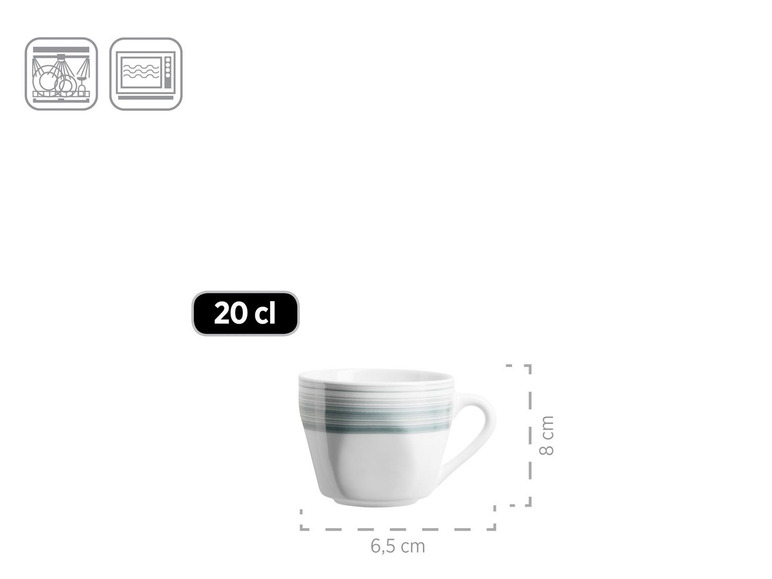 MÄSER Serie Enni, Kombiservice 30 teilig, weißes Geschirr-Set mit blauem Muster, Teller, Kaffeetasse, Dessertteller für 6 Personen Lagerräumung