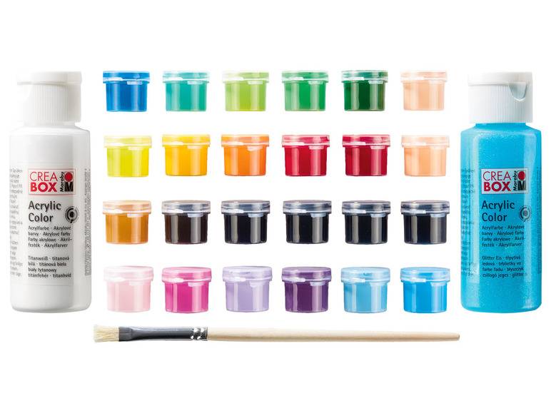 Marabu CREABOX Acrylfarben »Mini«, 27-teilig, inkl. Pinsel Kostenloser Versand