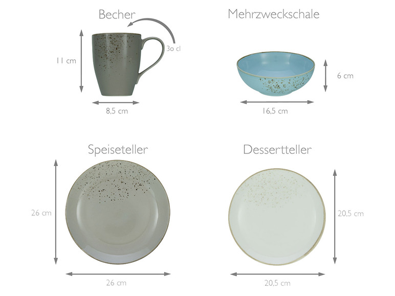 Creatable NATURE COLLECTION Skandinavien, Geschirrset Kombiservice 16 teilig Neuheiten