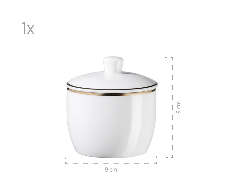 MÄSER Serie Professional Dining, Zubehör Set aus Müslischalen, Eierbechern, Schüsseln, Zuckerdose, Milchkännchen, Dipschälchen und Servierplatten, 24-teilig, Weiß mit Goldrand Riesige Rabatte