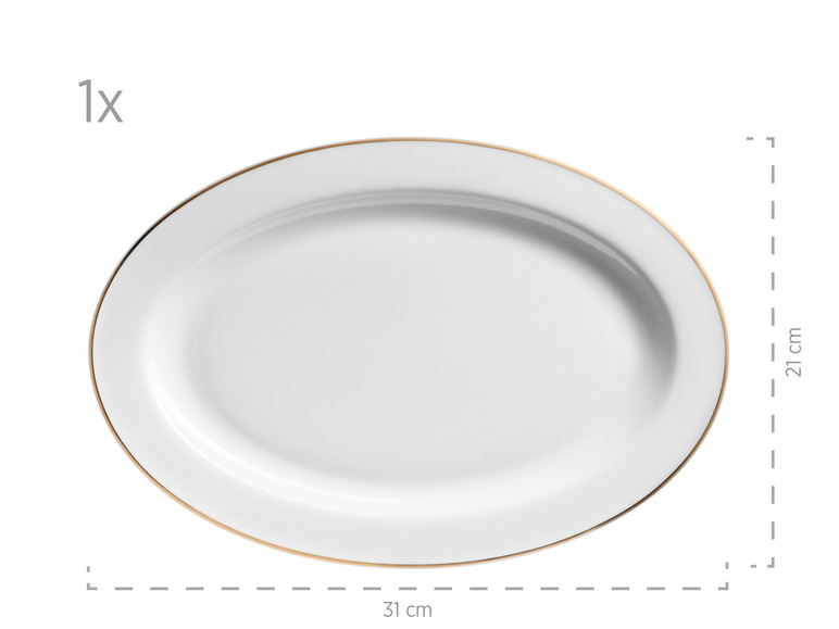 MÄSER Serie Professional Dining, Zubehör Set aus Müslischalen, Eierbechern, Schüsseln, Zuckerdose, Milchkännchen, Dipschälchen und Servierplatten, 24-teilig, Weiß mit Goldrand Riesige Rabatte