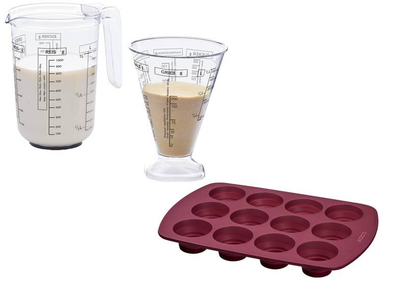 Coox Silikon-Muffinform + ERNESTO® Messbecher-Set, 2-teilig Nur für heute