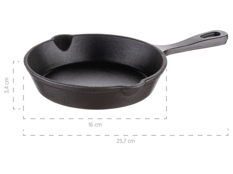 MÄSER Mini Gusseisenpfanne, Ø 16 cm, mit Servierbrett Versandkostenfrei