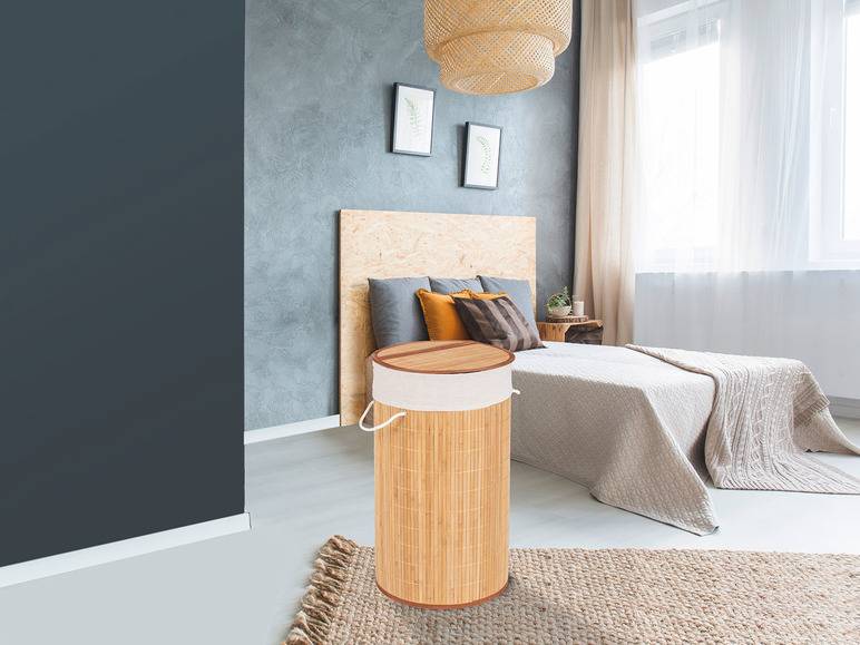 Wenko Wäschetruhe »Bamboo«, 55 l Fassungsvermögen, mit Baumwoll-Wäschesack, aus Bambus Verkauf
