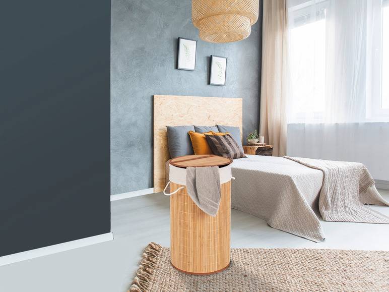 Wenko Wäschetruhe »Bamboo«, 55 l Fassungsvermögen, mit Baumwoll-Wäschesack, aus Bambus Verkauf
