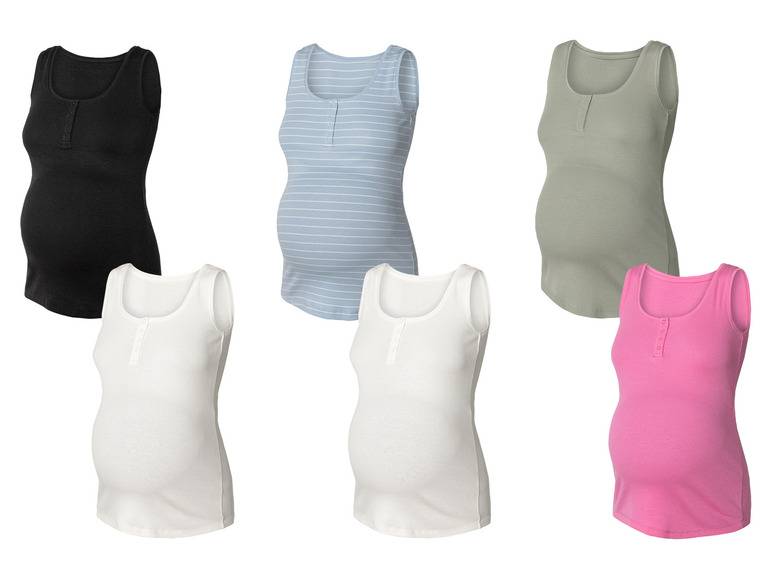 esmara® Damen Umstands-Ripptops, 2 Stück, mit Baumwolle Top Angebot