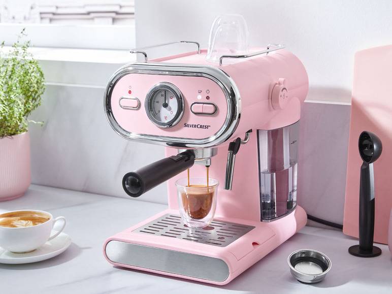 SILVERCREST® KITCHEN TOOLS Espressomaschine/Siebträger Pastell rosa SEM 1100 D3 + Elektrische Kaffeemühle »SKME 180 C1«, 180 W Exklusivangebot