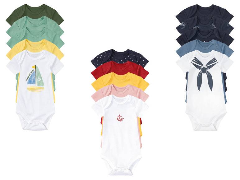 lupilu® Baby Bodies, 5 Stück, kurzarm, aus reiner Bio-Baumwolle Begrenztes Angebot
