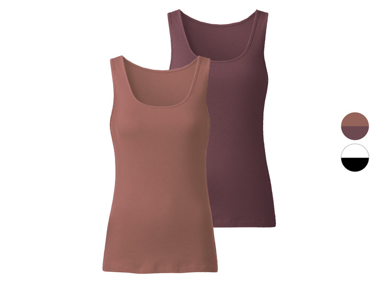 esmara® Damen Tops, 2 Stück, in anschmiegsamer Ripp-Qualität