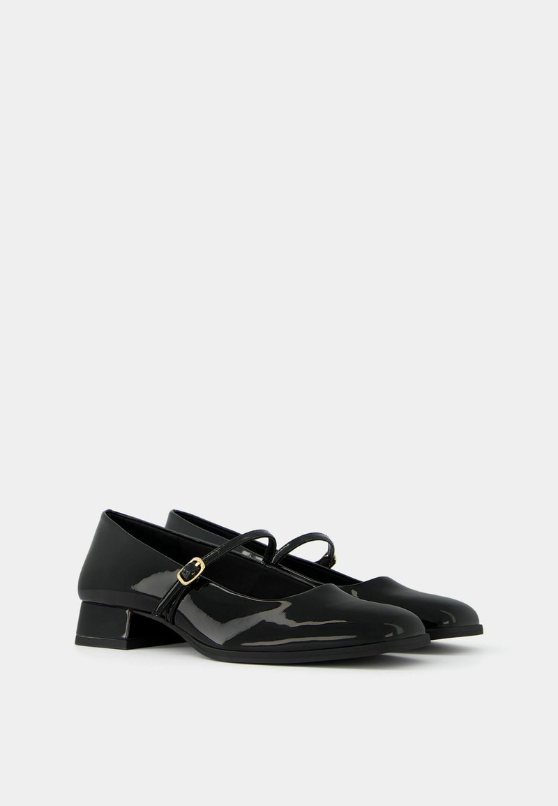 Bershka Bershka BLOCK-HEEL MARY JANES - Ankle strap ballet pumps - black Online