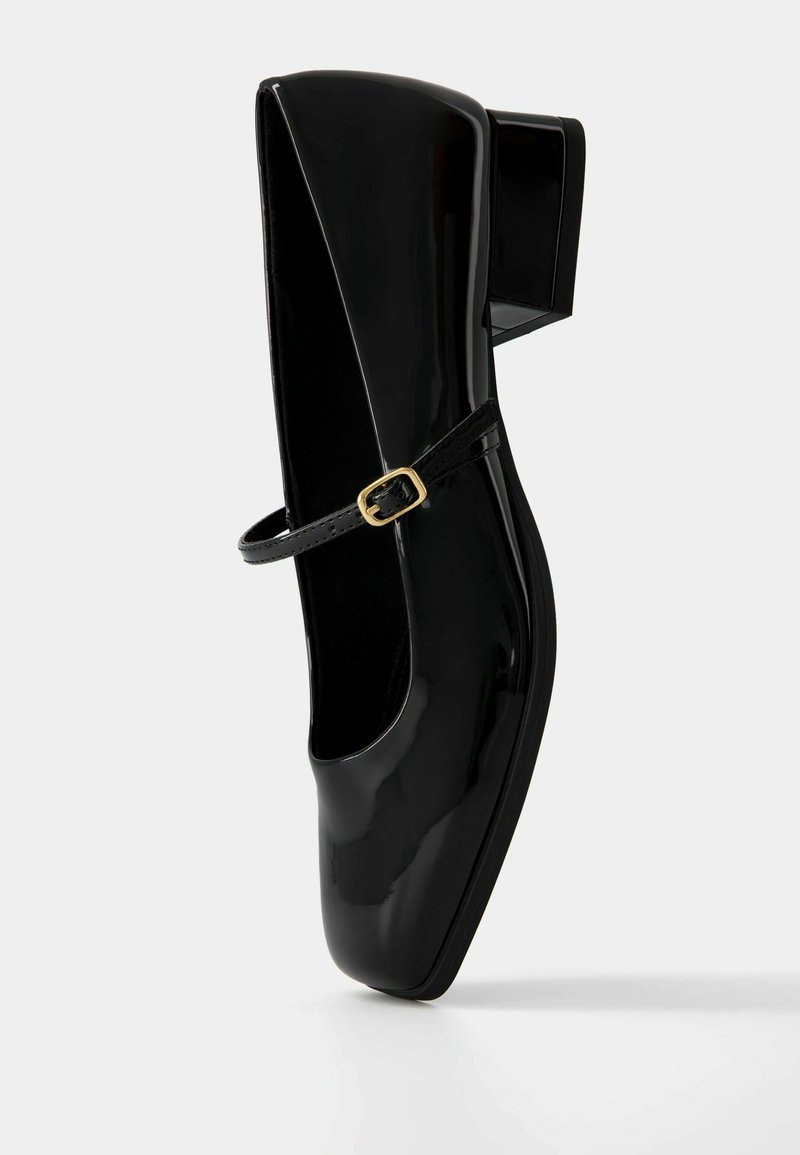 Bershka Bershka BLOCK-HEEL MARY JANES - Ankle strap ballet pumps - black Online