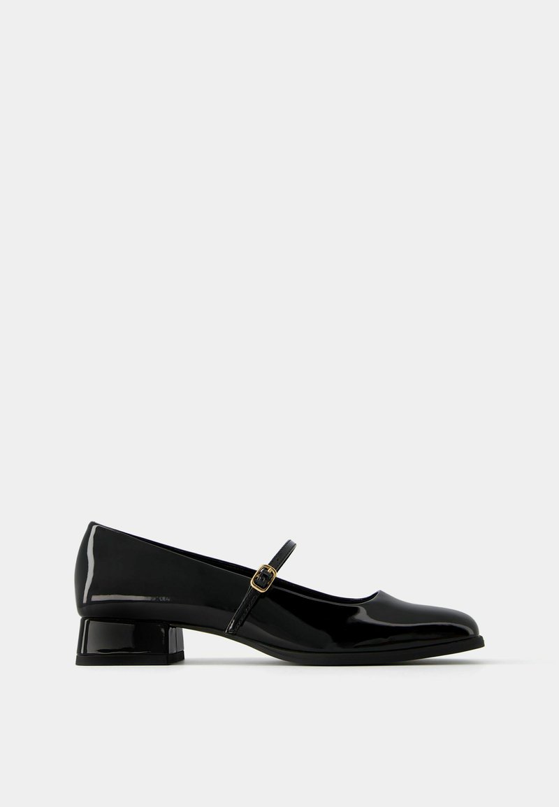 Bershka Bershka BLOCK-HEEL MARY JANES - Ankle strap ballet pumps - black Online