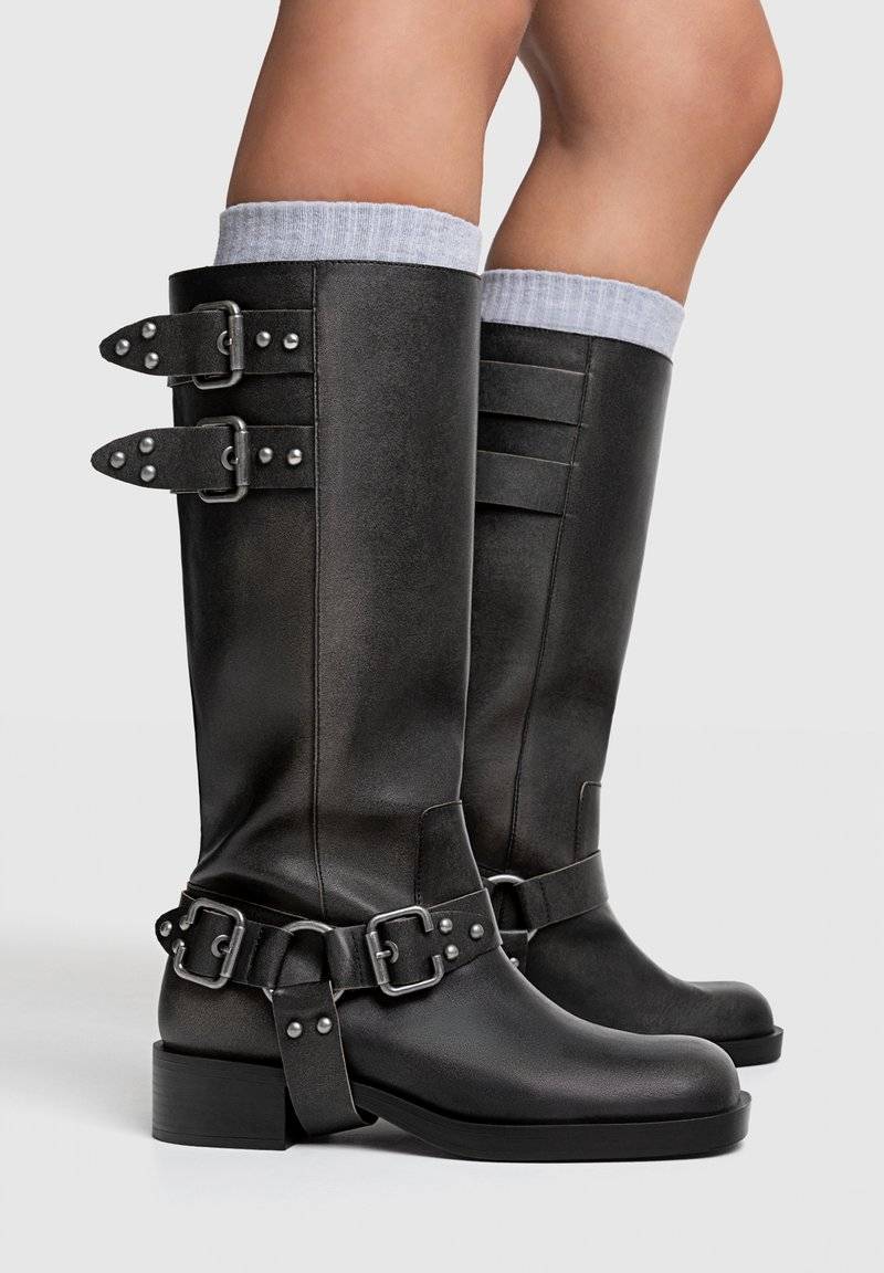 Stradivarius Stradivarius Cowboy/Biker boots - dark grey