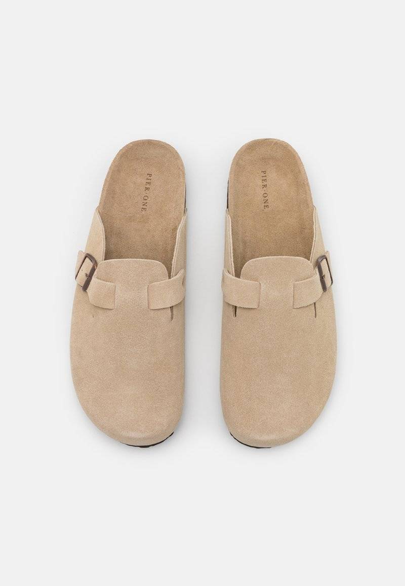 Pier One Pier One LEATHER UNISEX - Slippers - beige Fabrikverkauf