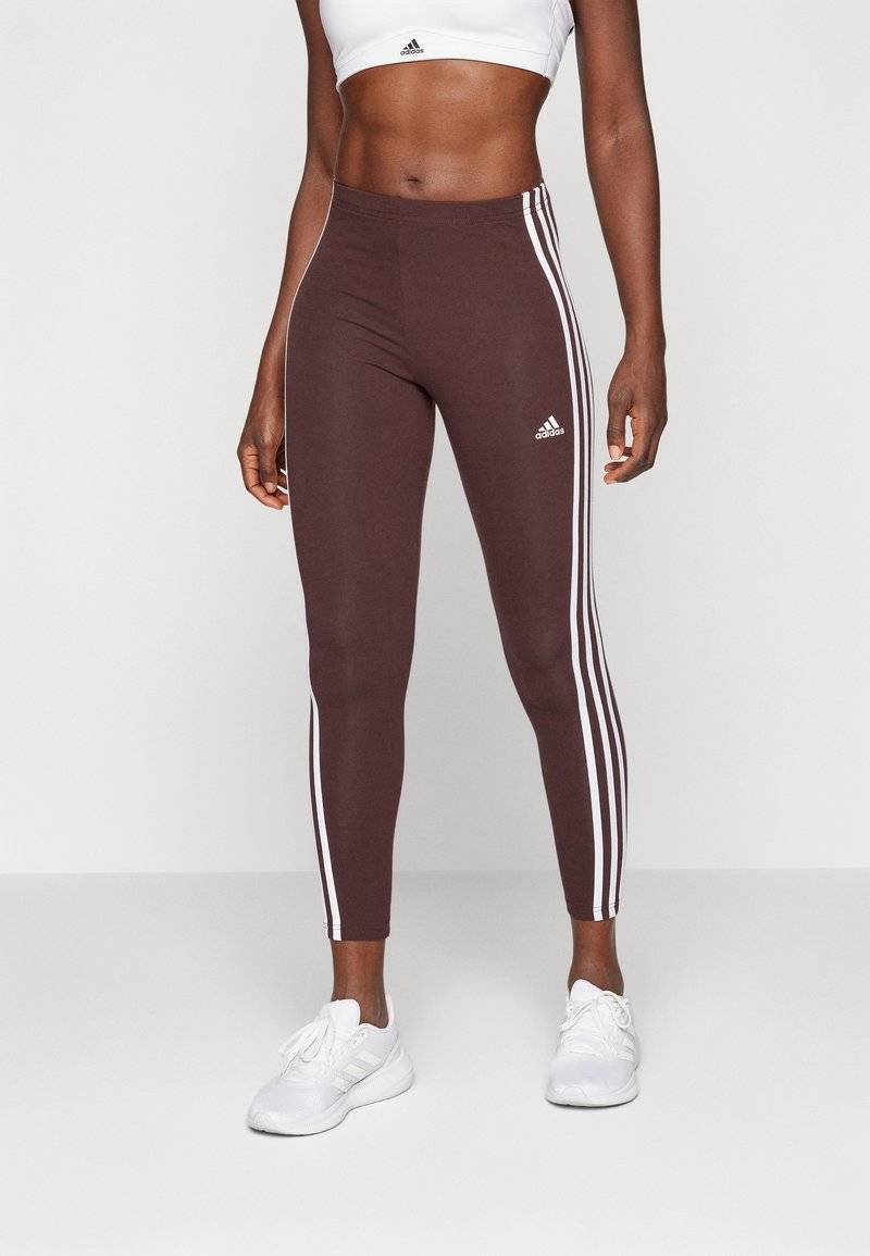 adidas Sportswear adidas Sportswear ESSENTIALS 3 STRIPES HIGH WAISTED - Leggings - shadow brown