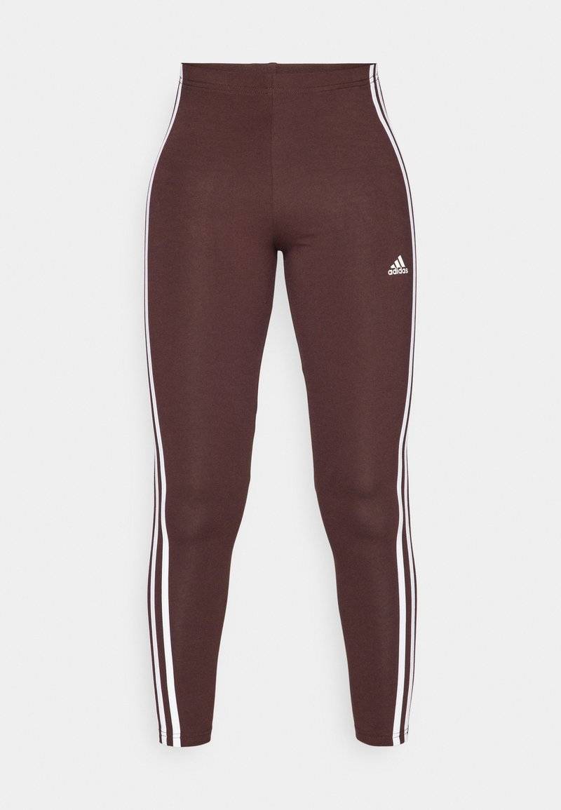 adidas Sportswear adidas Sportswear ESSENTIALS 3 STRIPES HIGH WAISTED - Leggings - shadow brown Schlussverkauf