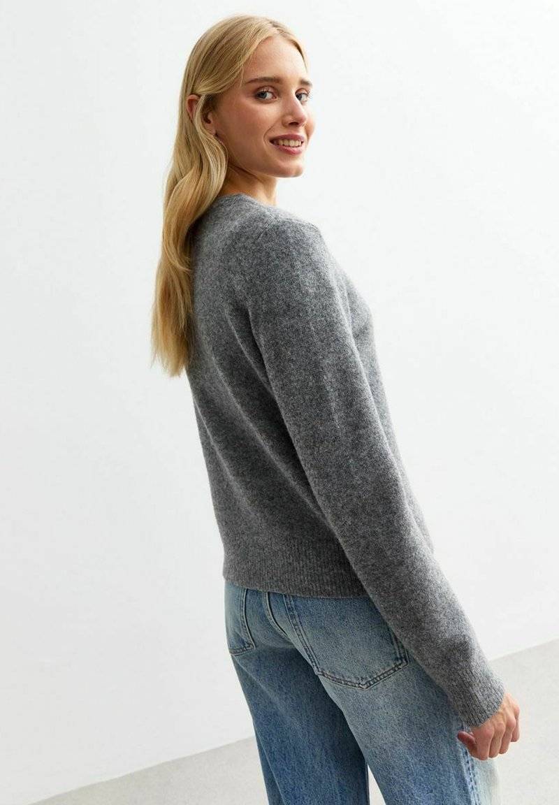 New Look New Look CREW NECK - Cardigan - grey Verkauf