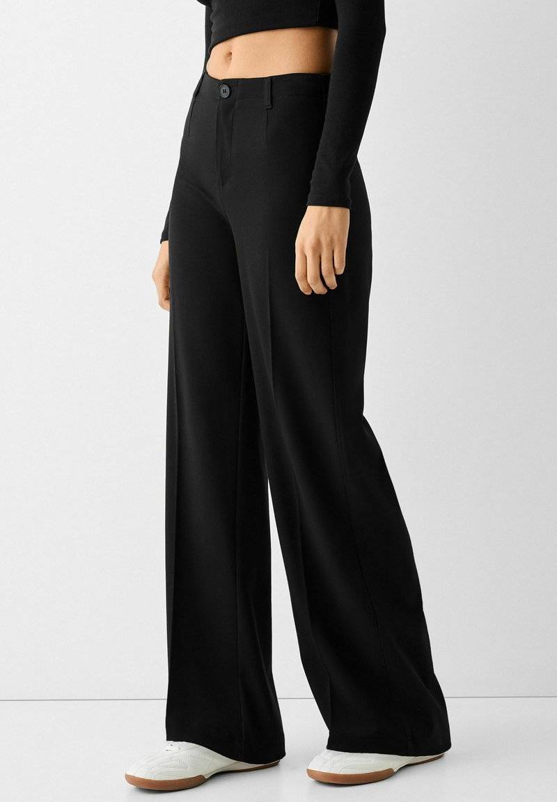 Bershka Bershka WIDE TAILORED - Trousers - black
