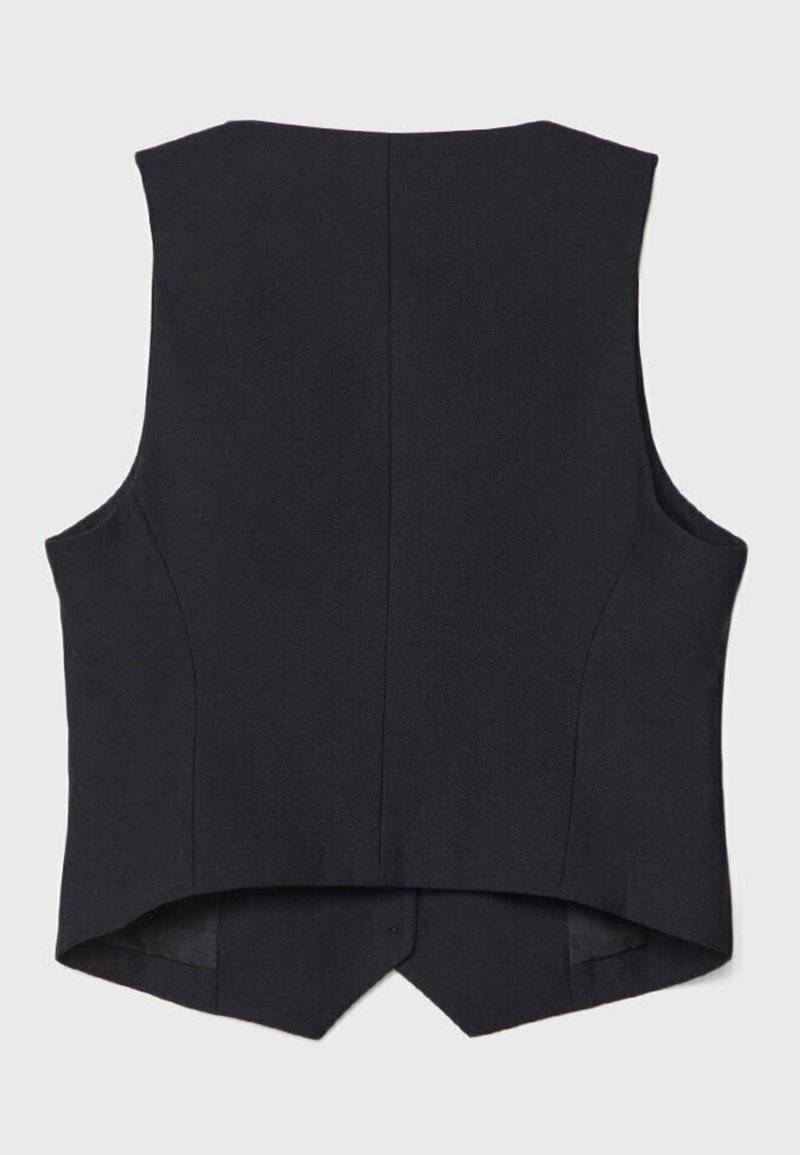 Stradivarius Stradivarius SHORT BUTTONED - Waistcoat - black Verkauf